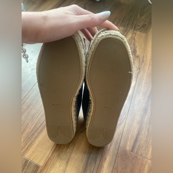 AUTHENTIC- Prada Blue Suede Peep Toe Platform Espadrille - Picture 8 of 10